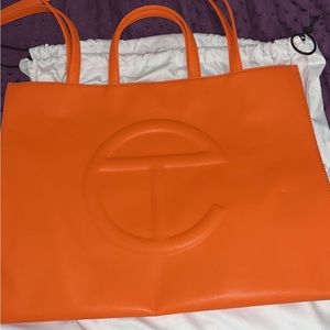 Large orange Telfar bag, new, never used